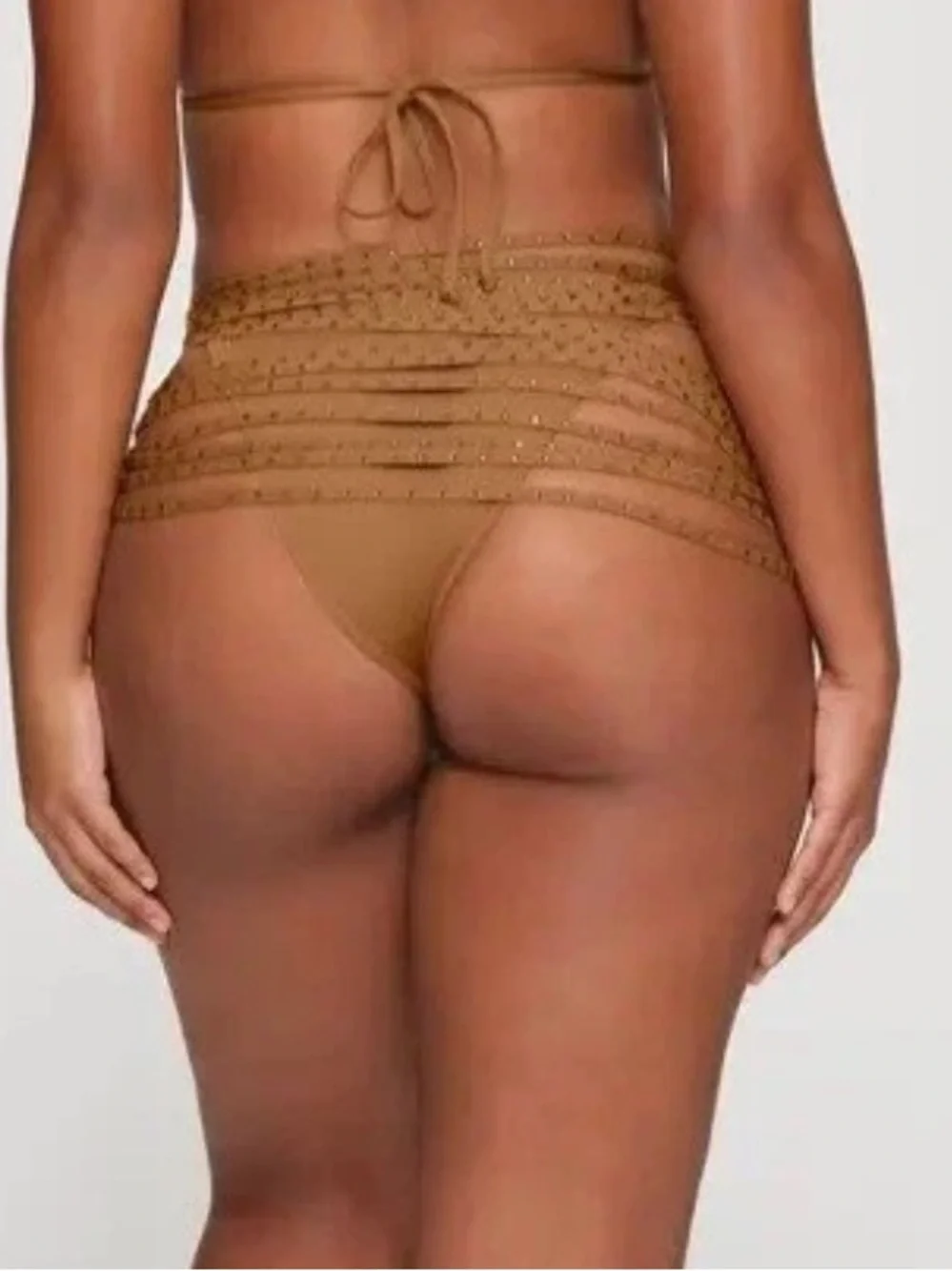Skims NWT Strappy Swim Cover Up Studded Rhinestone Skirt Layered Waist Tan 4X